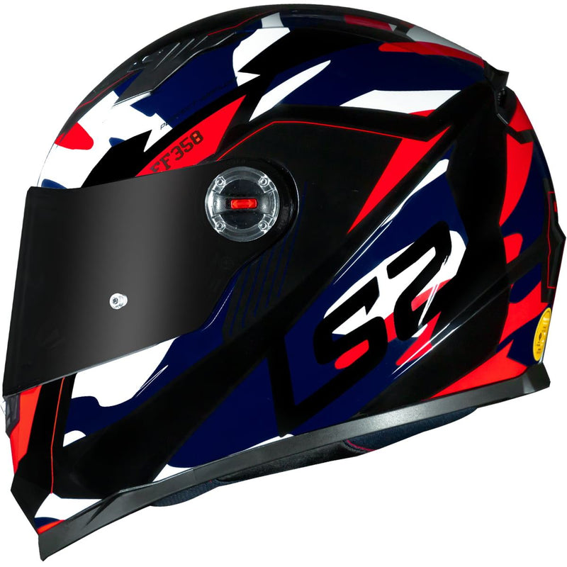 CAPACETE LS2 FF358 TANK AZUL/VERMELHO CAMUFLADO