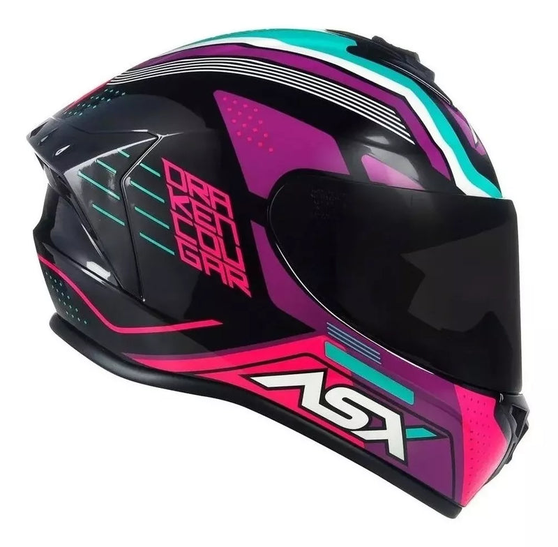 Capacete Asx Draken Cougar Brilhante Esportivo Preto